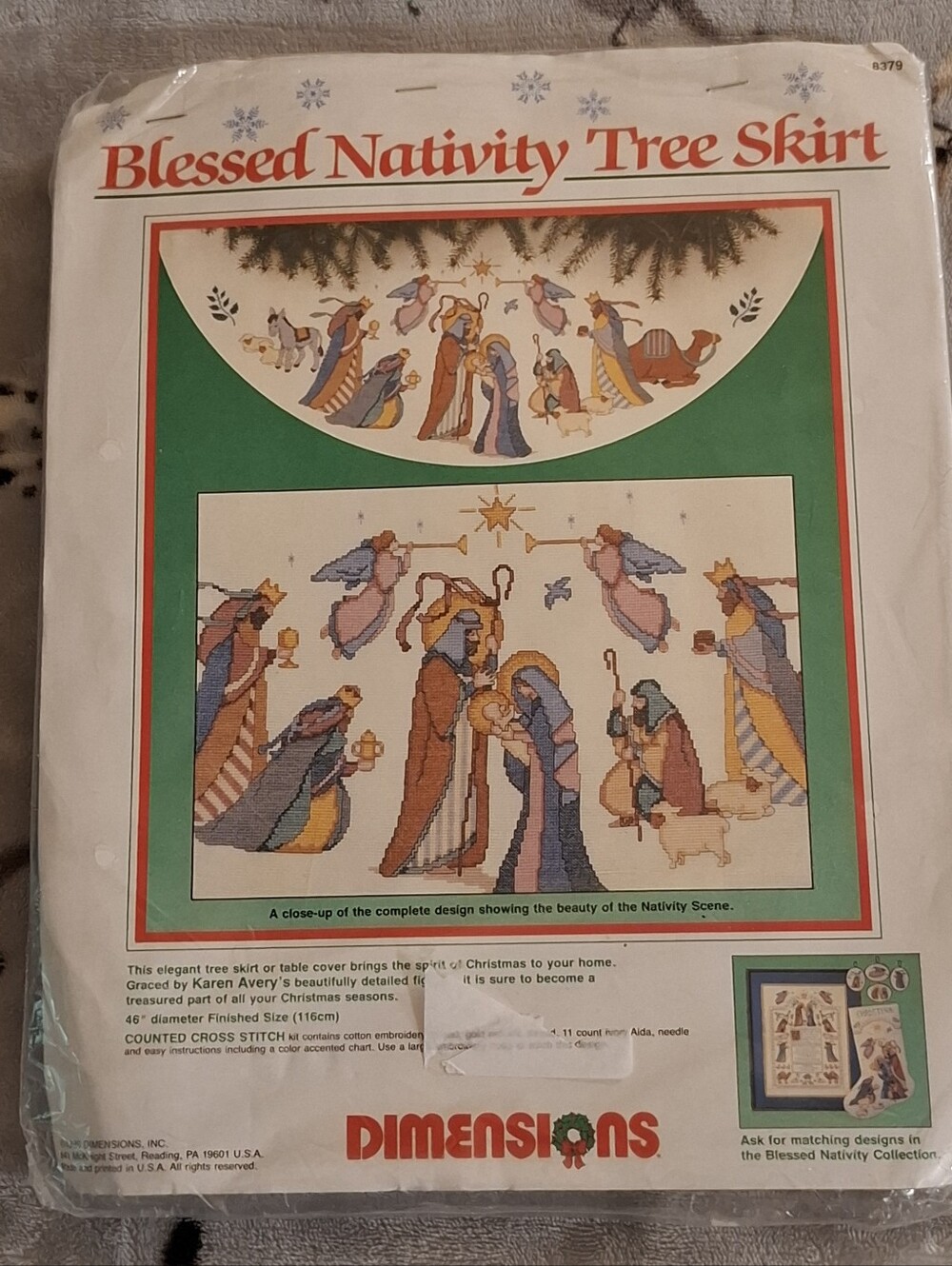 DIMENSIONS Cross Stitch  Christmas Tree Skirt Kit “BLESSED NATIVITY ” NEW